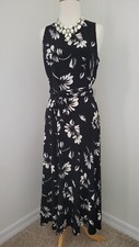Ralph Lauren Black White flower Dress Long 6