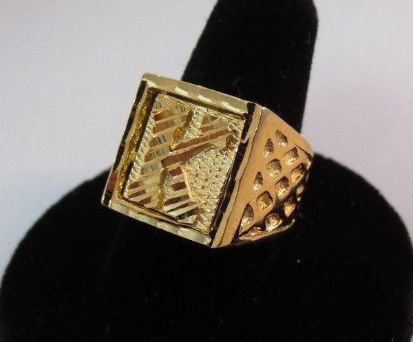 10 karat V initial ring - 10K yellow white gold men's diamond cut V initial  ring | eBay