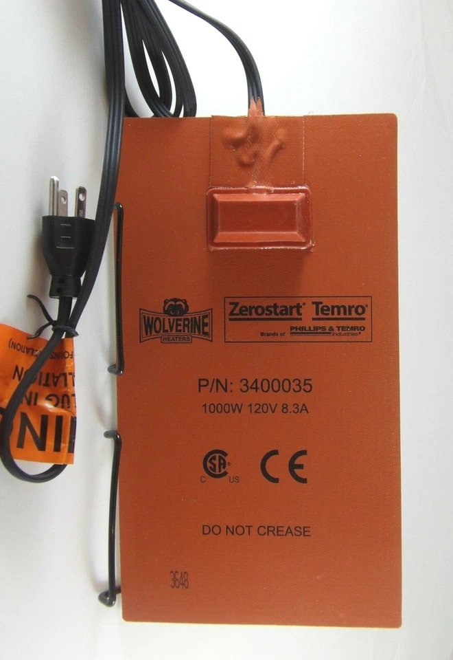 Zerostart 3400035 Silicone Pad Heater 120 Volts 1000 Watts with Thermostat - Image 2 of 4