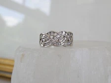 Vintage Sterling Silver DQ Diamonique Highway Ring Size 10.5