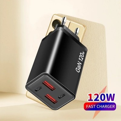 USB C 120W Ladegerä 4 Port Schnell Ladeadapter PD QC 3.0 iPhone Samsung