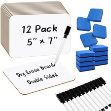 12-Pack Dry Erase Boards 5" x 7" Double-Sided Mini Whiteboard Set   Includes ...