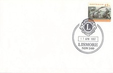 G0539 Australia NSW Lismore 2480 Lions Int cds APM postmark on cover