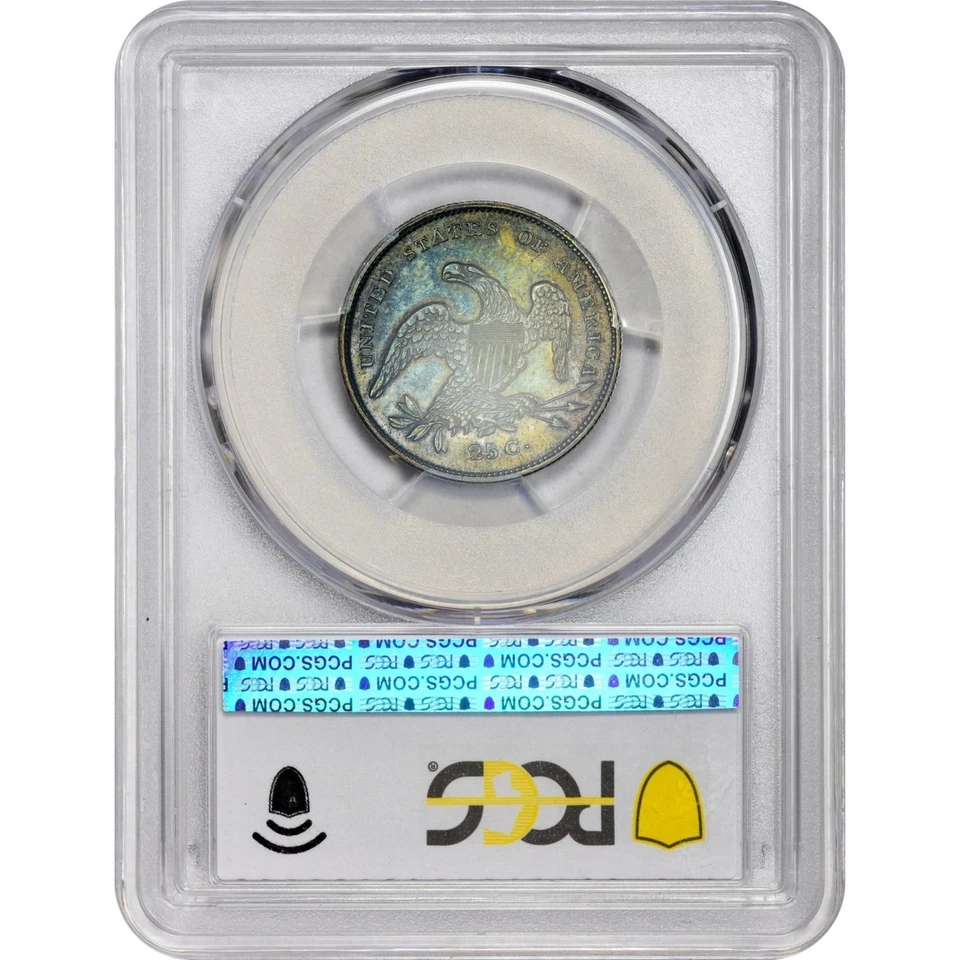 1831 25C SM LT MS64 PCGS CAC Toned Color Capped Bust Quarter - Image 4 of 4