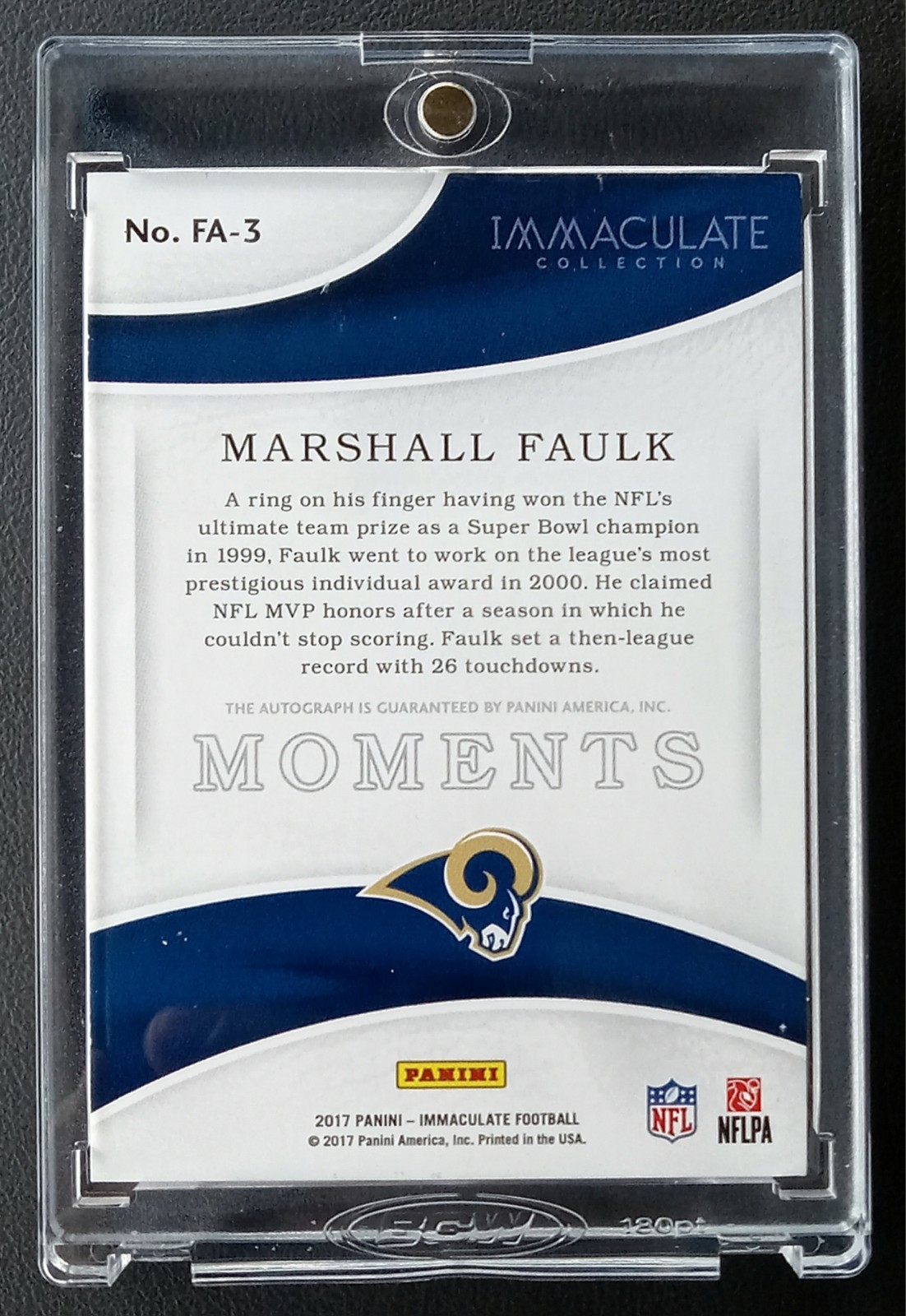 2017 Immaculate Collection Marshall Faulk #4/5 auto. Hall Of Famer & Former MVP! view 4