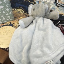 Blue Elephant Baby Gray Security Blanket. Hoolaroo Brand