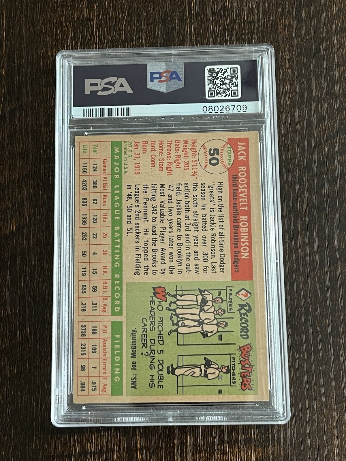 Amazing 1955 topps jackie robinson PSA 8 view 2