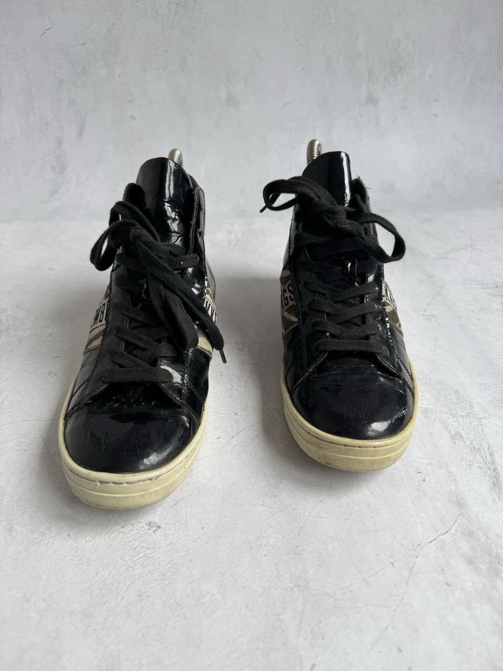 Bikkembergs высоты верхний кроссовок черный лакированная кожа зебра полоски размер 37 - Изображение 2 из 4