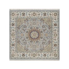6'3"x6'3" Light Blue 250 KPSI Wool & Silk Nain Hand Knotted Square Rug 92093