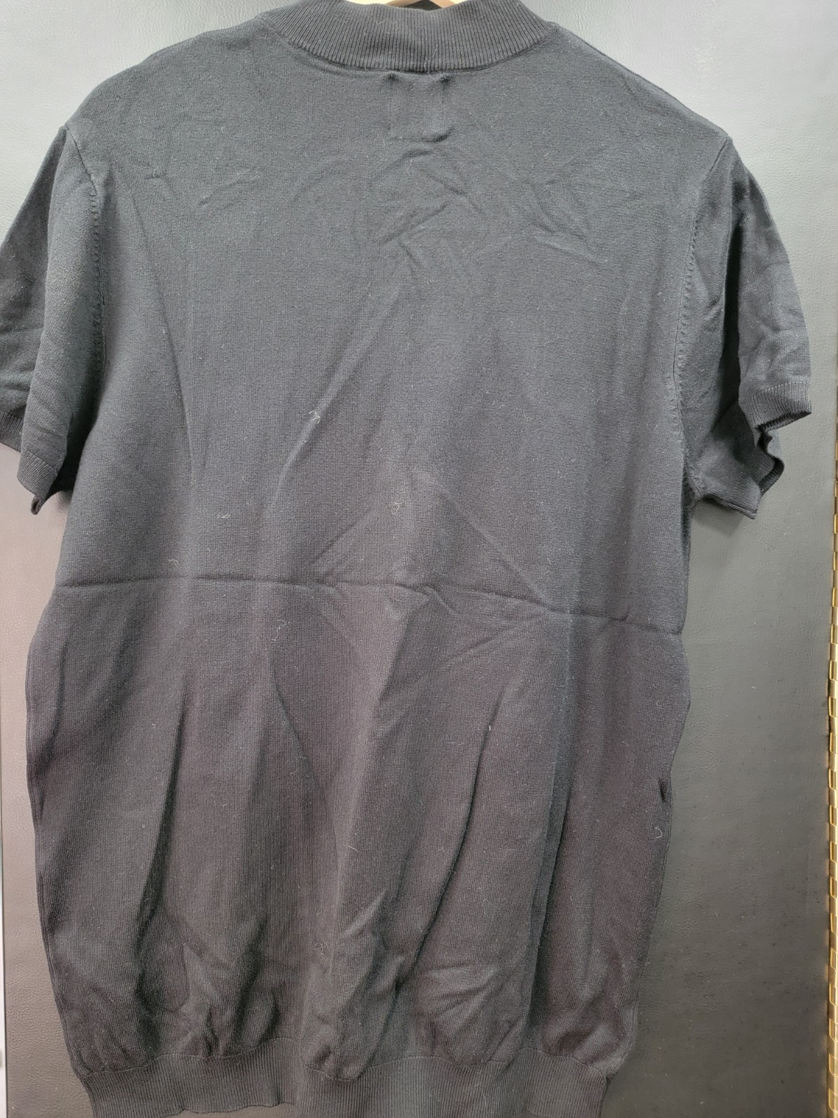 ZARA Mens Ribbed Mock Neck Shirt Short Sleeve Casual Minimalist Top Black Size:M thumbnail 5