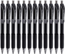 Retractable Gel Pens, Comfort Grip, 0.7Mm Fine Point, Black Ink, 12 Pack