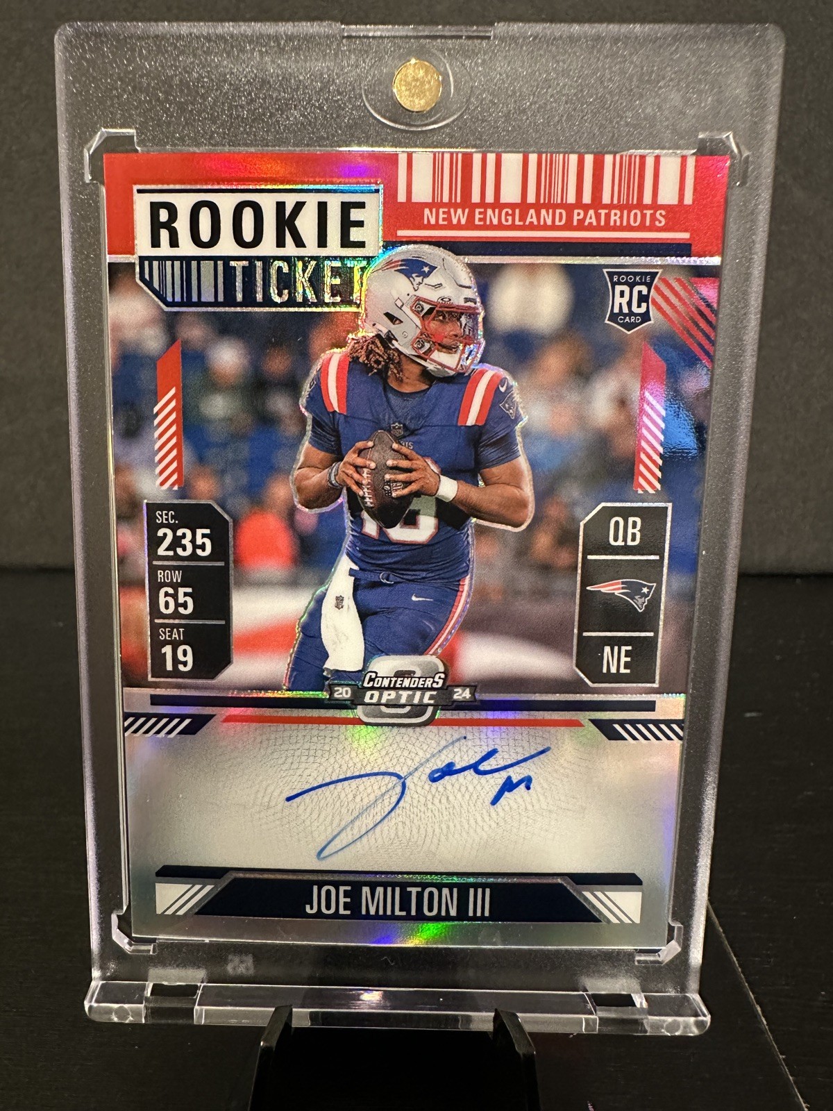 Joe Milton III 2024 Contenders Optic Rookie Ticket Auto Red Prizm #/175 Patriots