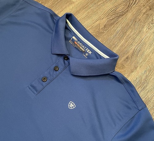 Ariat Tek Poloshirt Herren Large Heat Serie blau Stretch leicht Outdoor