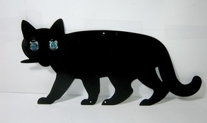 Metal Cat with Marble Eyes Yard / Garden Decoration