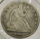 1861 P Seated Liberty Half Dollar 50c Rare US Coin Key Date Civil War