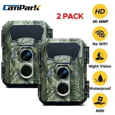 2PACK Trail Camera 4K 48MP Mini Wildlife Hunting Game Camera NO WIFI 940NM IP66