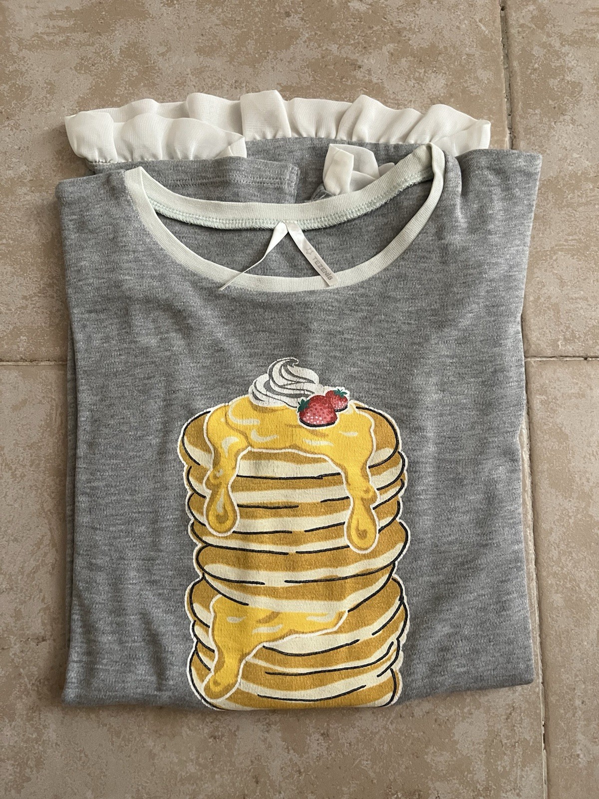 Tezenis pigiama grigia 12-13 anni cotone girocollo manica raglan stampa pancake