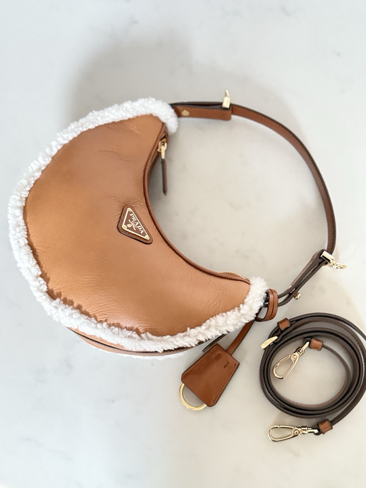 Authentic Prada Arqué Shearling Small Crossbody B… - image 2