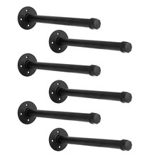 12 Inch Industrial Pipe Shelf Brackets 3/4 Set of 6 - Black Iron Ru... Fast Ship