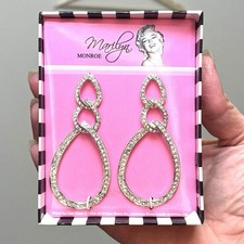 Marilyn Monroe 2010 Rhinestone Teardrop Pierced Earrings NEW in Box 