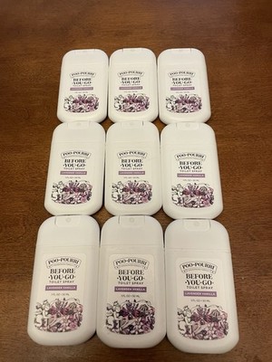 Lot Of 9 Poo-Pourri Before-You-Go Toilet Spray Lavender Vanilla 1 oz Pocket Sz