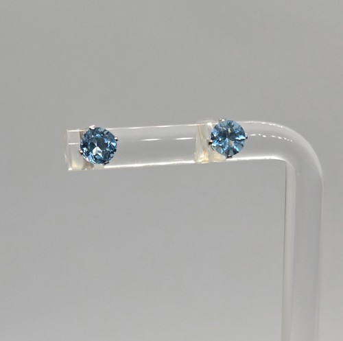 14K WHITE GOLD BLUE TOPAZ & DIAMOND MATCHING EARRINGS PENDANT NECKLACE SET - Picture 12 of 14
