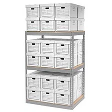 Global Industrial Record Storage Open With Boxes 42"WX30"DX60"H Gray