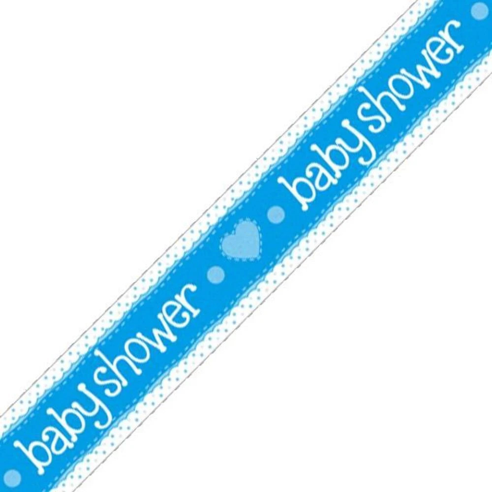 Baby Shower Blue White 2.7m foil Banner Party Decoration Sparkly Holographic
