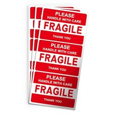Fragile Stickers, Vinyl Laminated, for Shipping Packing, Weather Resistant UV...