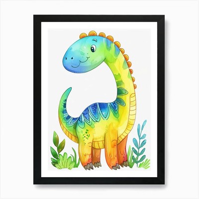 Regenbogen Edmontosaurus Dinosaurier 3 Ar gerahmtes Wandbild Poster Leinwanddruck Bild