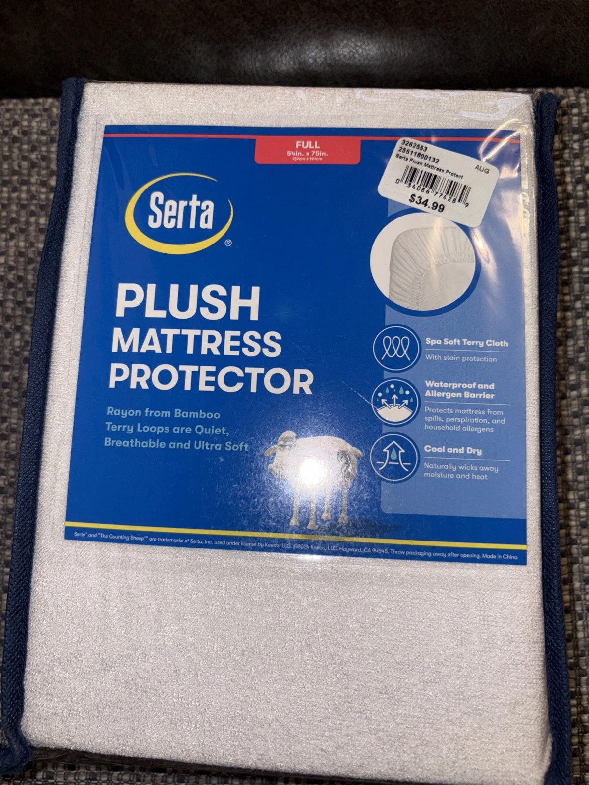 New Serta Waterproof Plush Mattress Protector Full Double Bed-Breathable Soft