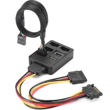 Multi Port Internal USB Hub 5 USB 2.0 Ports SATA Power 9 Pin Header PC Case