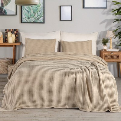 Bettüberwurf King Size Tagesdecke, 100% Baumwolle, Sofaüberwürfe groß, 220x240 cm