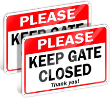 2 PC Please Keep Gate Closed Sign, 7X10 Aluminum Keep Close Gate Sign