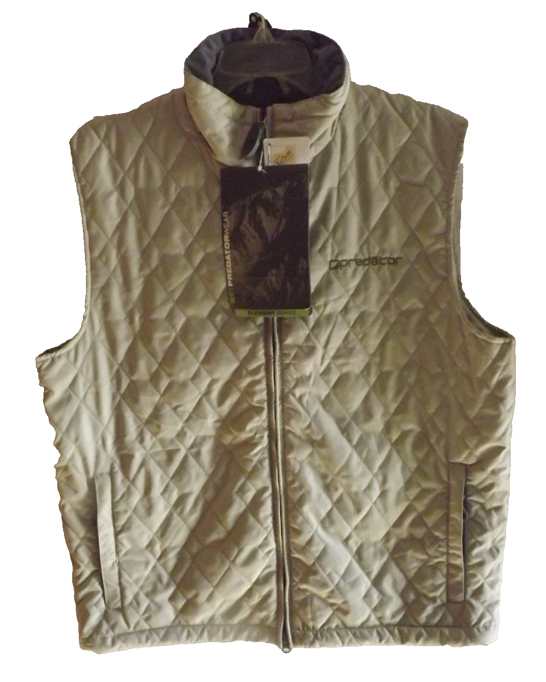 Predatorwear Icon Men's Quilted Vest Element Series Sz M Beige Full Zip Pockets