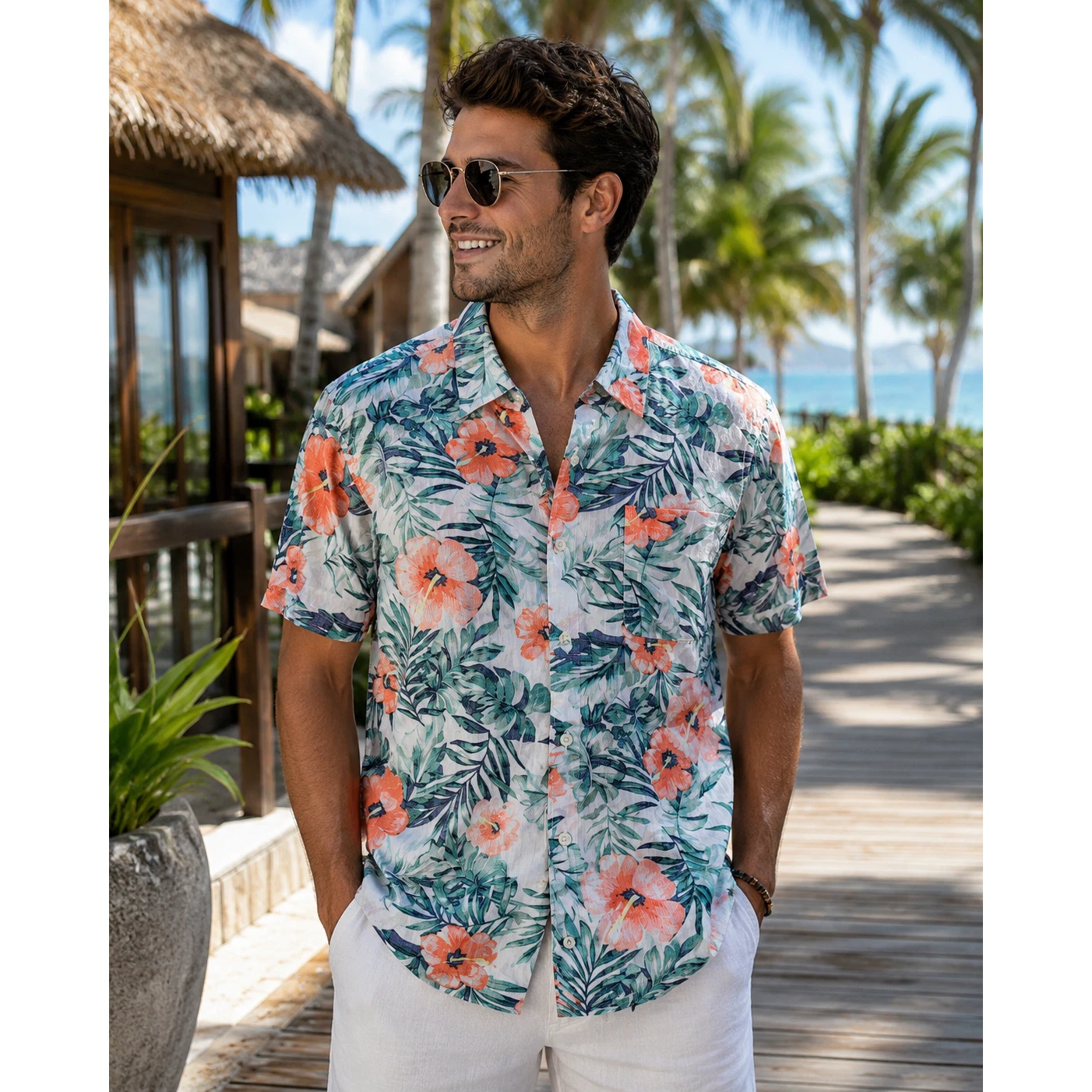 IZOD Saltwater Hawaiian Tropical Camp Shirt Small Resort wear Cruise Vacation