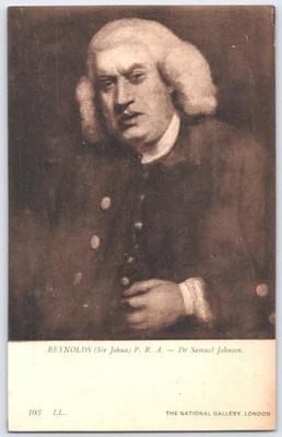 Vintage National Gallery London Postcard Sir Joshua Reynolds Dr Samuel Johnson