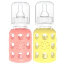 Lifefactory 4Oz Baby Bottles 2 Pack Borosilicate Glass Bpa Free Dishwasher Safe