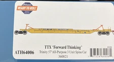 Athearn ATH 64006 TTX 360821 "Forward Thinking" 57' All-Purpose Spine car used