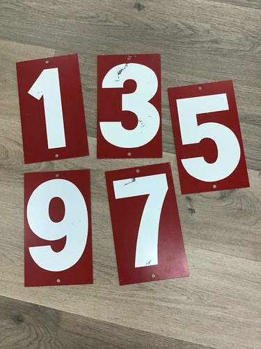 VINTAGE Metal Service Station Price Number Set - Double Sided - Red White - Bild 1 von 3