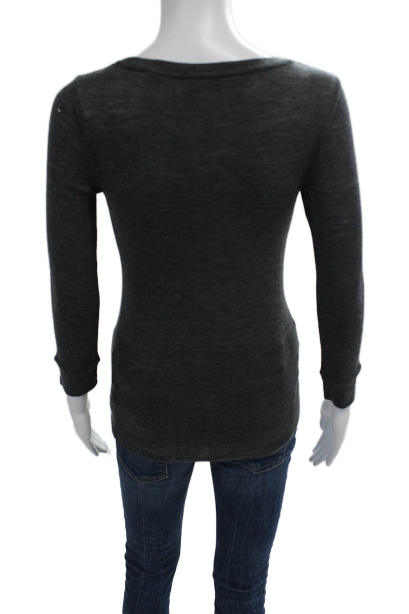 Vince Womens Basic Dark Gray Wool Round Neck Long… - image 3