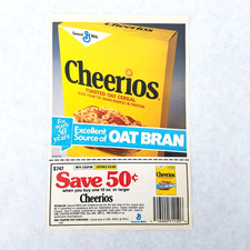 1989 Vintage General Mill's Cheerios Oat Cereal Ad Coupon Ephemera