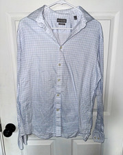 Michael Kors Slim Fit Blue/White Check Dress Shirt size L