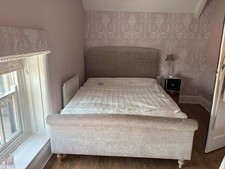 Double Fabric Upholstered Sleigh Bed