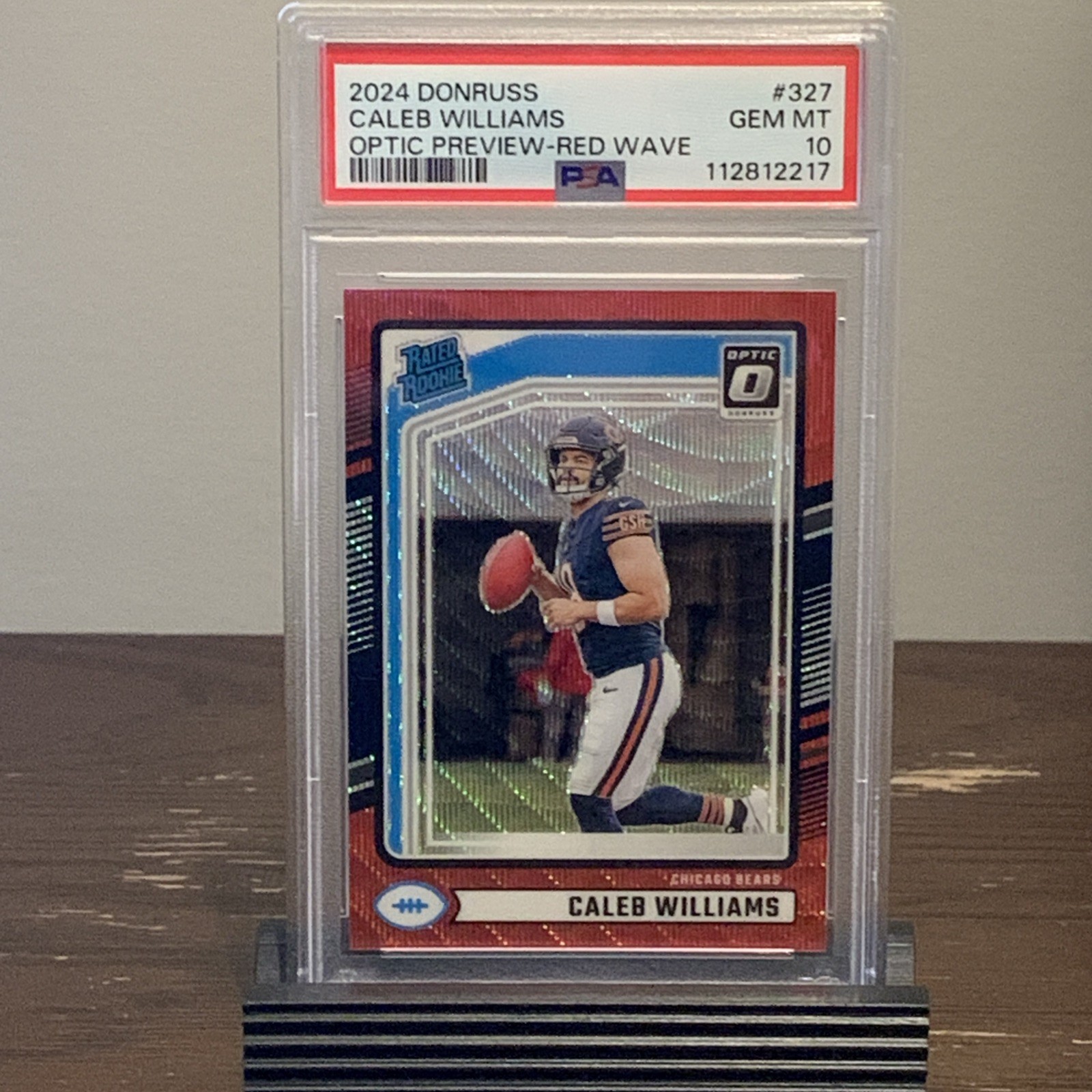 2024 Donruss Caleb Williams #327 Optic Preview Red Wave Prizm (RC) PSA 10