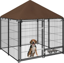 Recinto per Cani Da Esterno, Box per Cani in Acciaio 141X141X151 Cm Con Tetto An