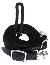 Challenger Western Nylon Braided Roping Knotted Barrel Reins Black 60708