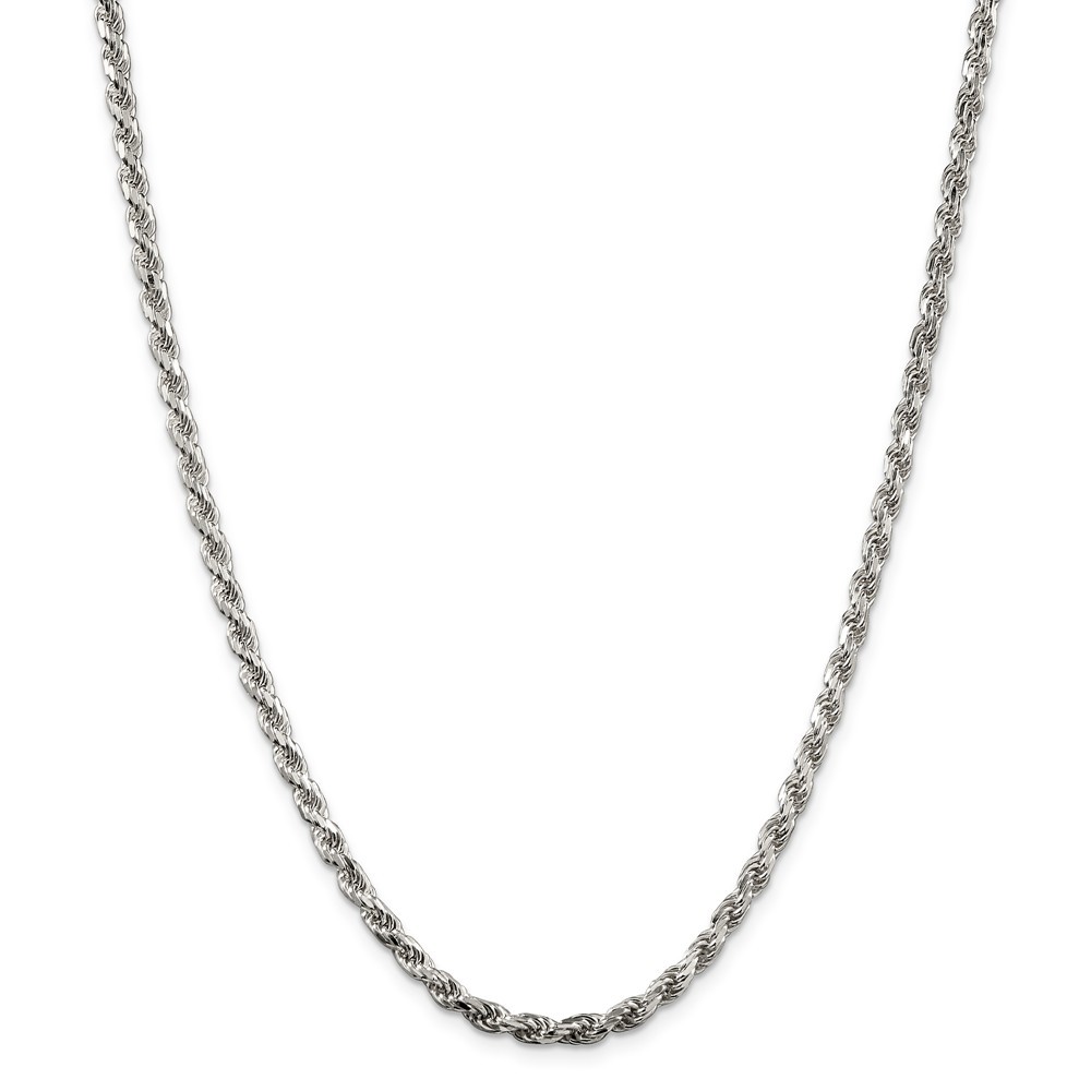Sterling Silver Solid 3.5mm Diamond Cut Rope Chain w/ Lobster Clasp 16" - 36"