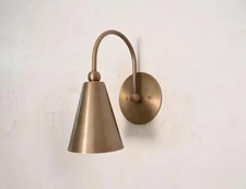 Applique da parete in ottone moderno metà secolo artigianale paralume a...