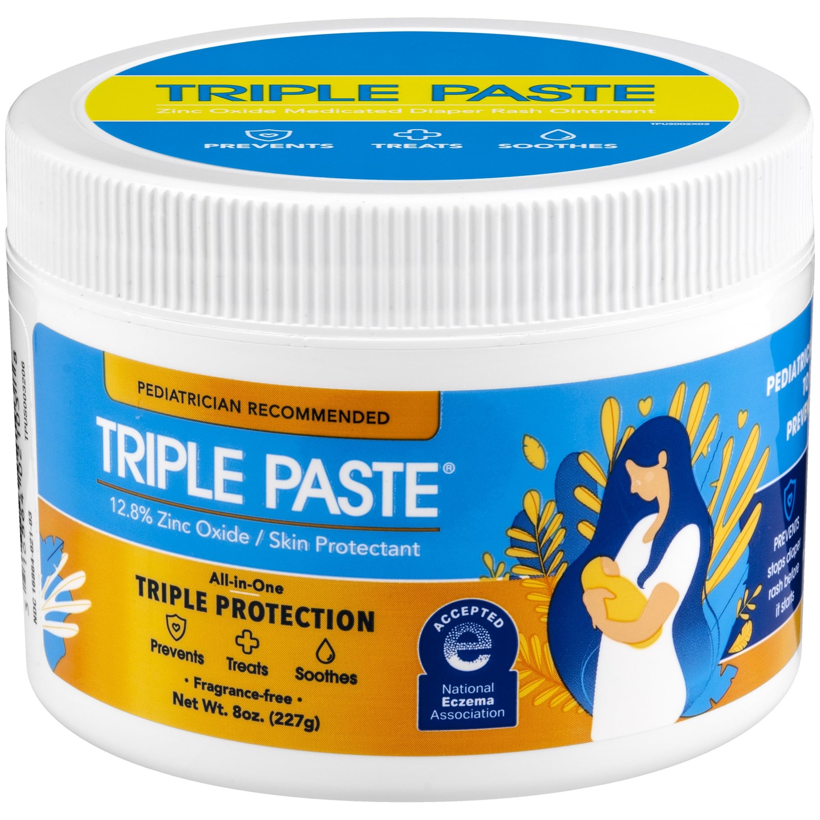 Triple Paste Diaper Rash Cream for Baby - 8 Oz Tub – Zinc Oxide Ointment Treats,